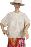 FABBRICATIO sweter moherowy z krótkim rękawembeżowy
