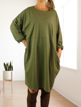 Sukienka damska dresowa długa zielona luźna FASHION