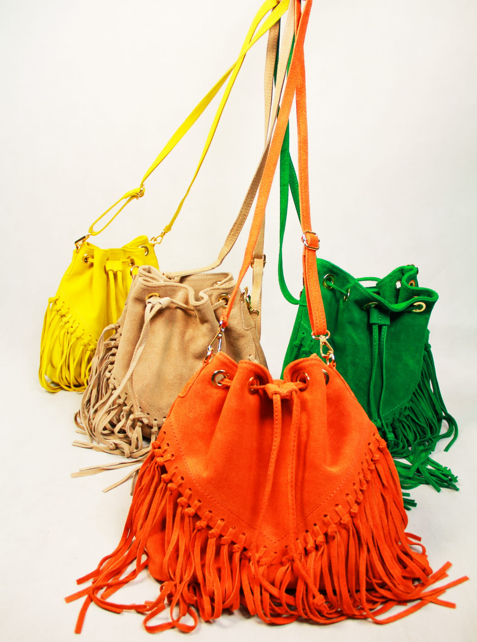 A messenger bag with tassels